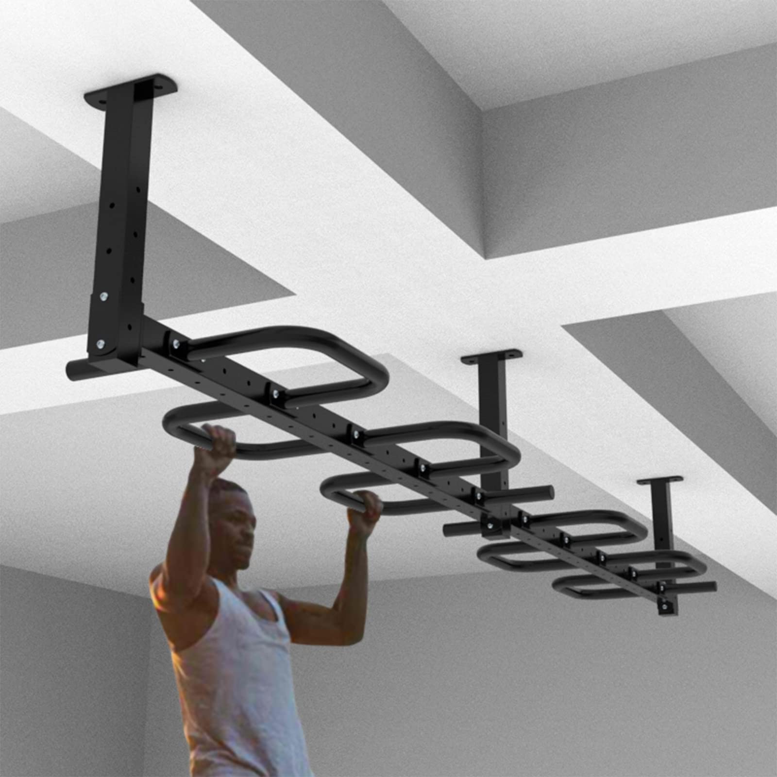 Heavy Duty Multi Grip Pull Up Bar Ceiling Mount Multifunction Exercise Hanging Bar for Home Workouts Indoor Upper