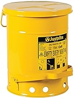 Vista 26 de Justrite Mini Bote de Basura para Desechos Aceitosos de Mostrador de Acero Galvanizado de 0.45 Galones, Lata de Seguridad de Metal para Trapos