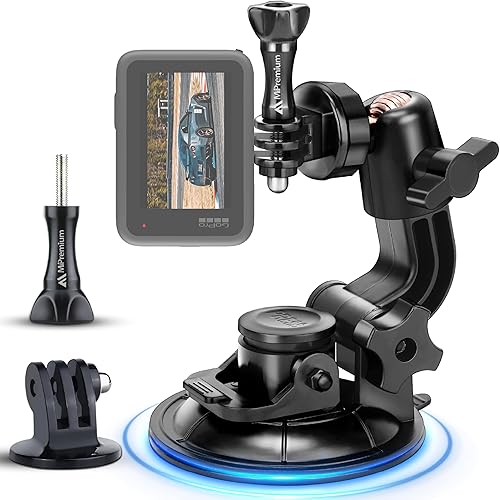 Miniatura 1 de MiPremium Soporte de ventosa de coche para GoPro Hero 13 12 11 10 9 8 7 6 5 4 3 3+ 2 sesiones negro plata XIAOYI 4K SJCAM Yi deportes acción cámara