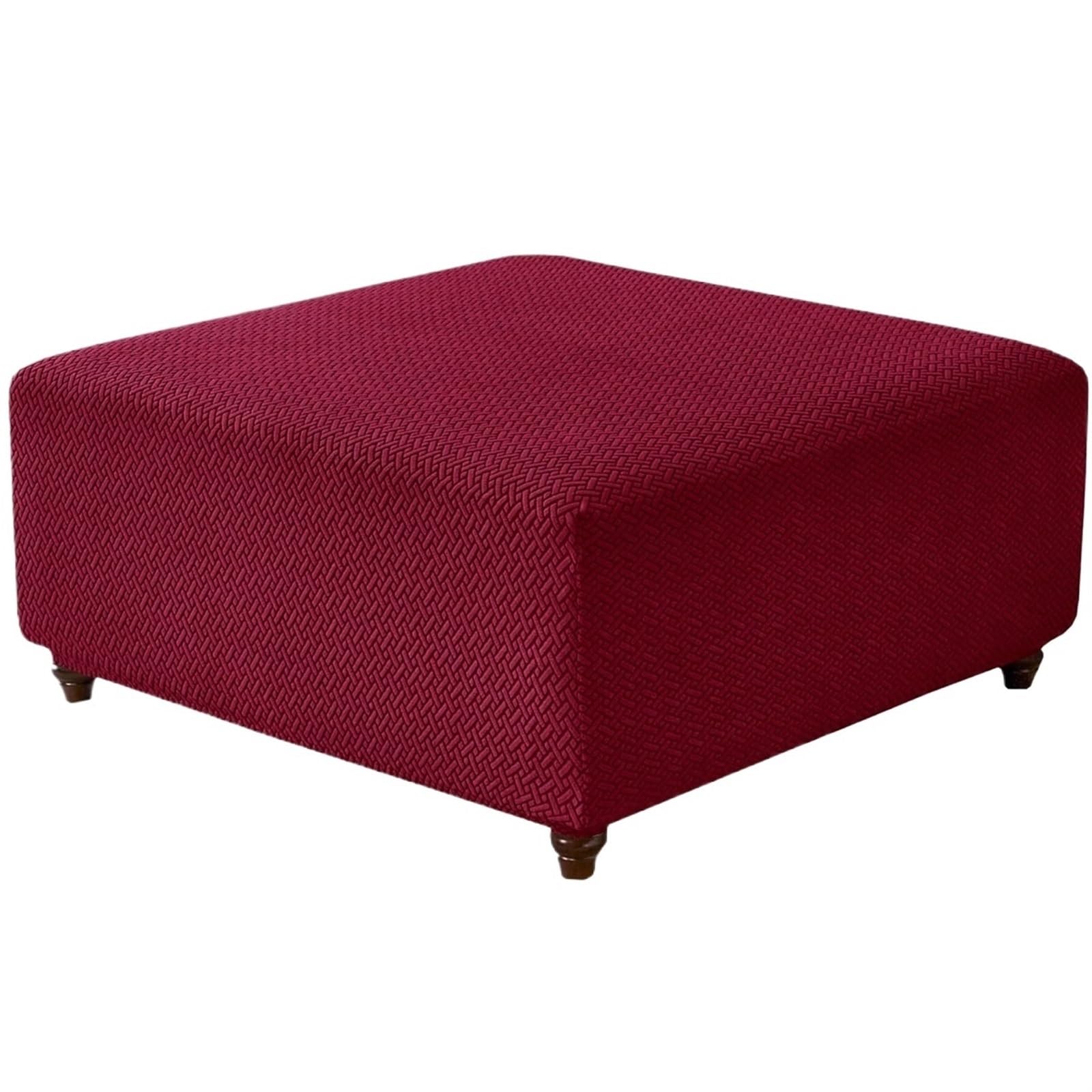 YXINAER Foot Stool Cover T-Shape Square Stool Cover Ottoman Elastic Sofa Footrest Slipcovers(Red,S)