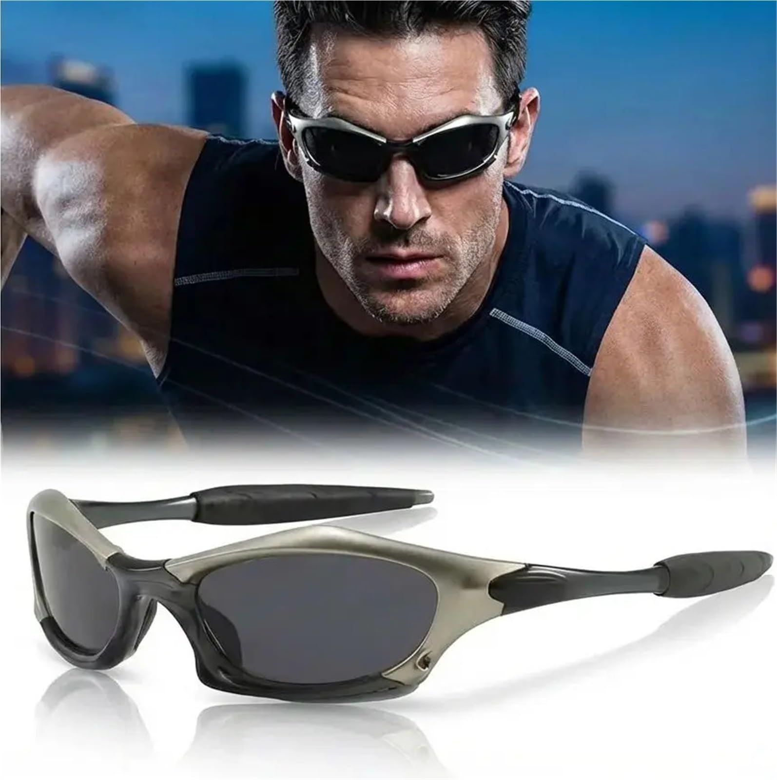 Fahrradbrille Polarisierte Retro-Sonnenbrille aus Metall, Unisex-Sportbrille for den Außenbereich for Fahren und Radfahren mit trendigem Design