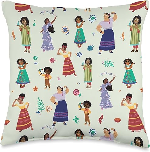 Disney Encanto Mirabel Bruno Isabela y Madrigal Family - Almohada de 16 x 16 pulgadas, multicolor