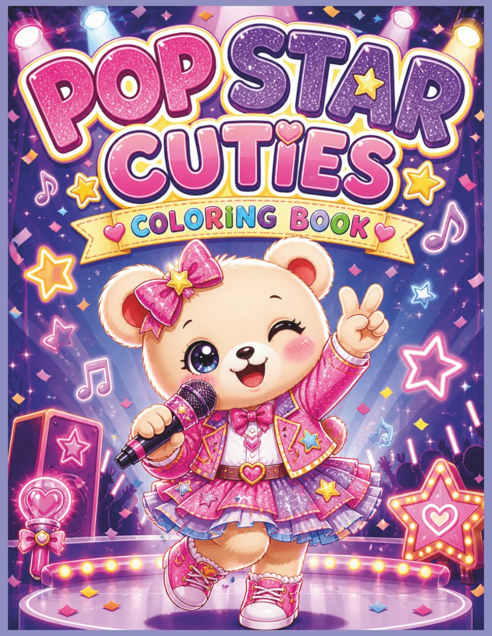 Kawaii Pop Star Bears Coloring Book for Kids: Cute Idol Animals, Concert Fun, Music & Dance Adventure