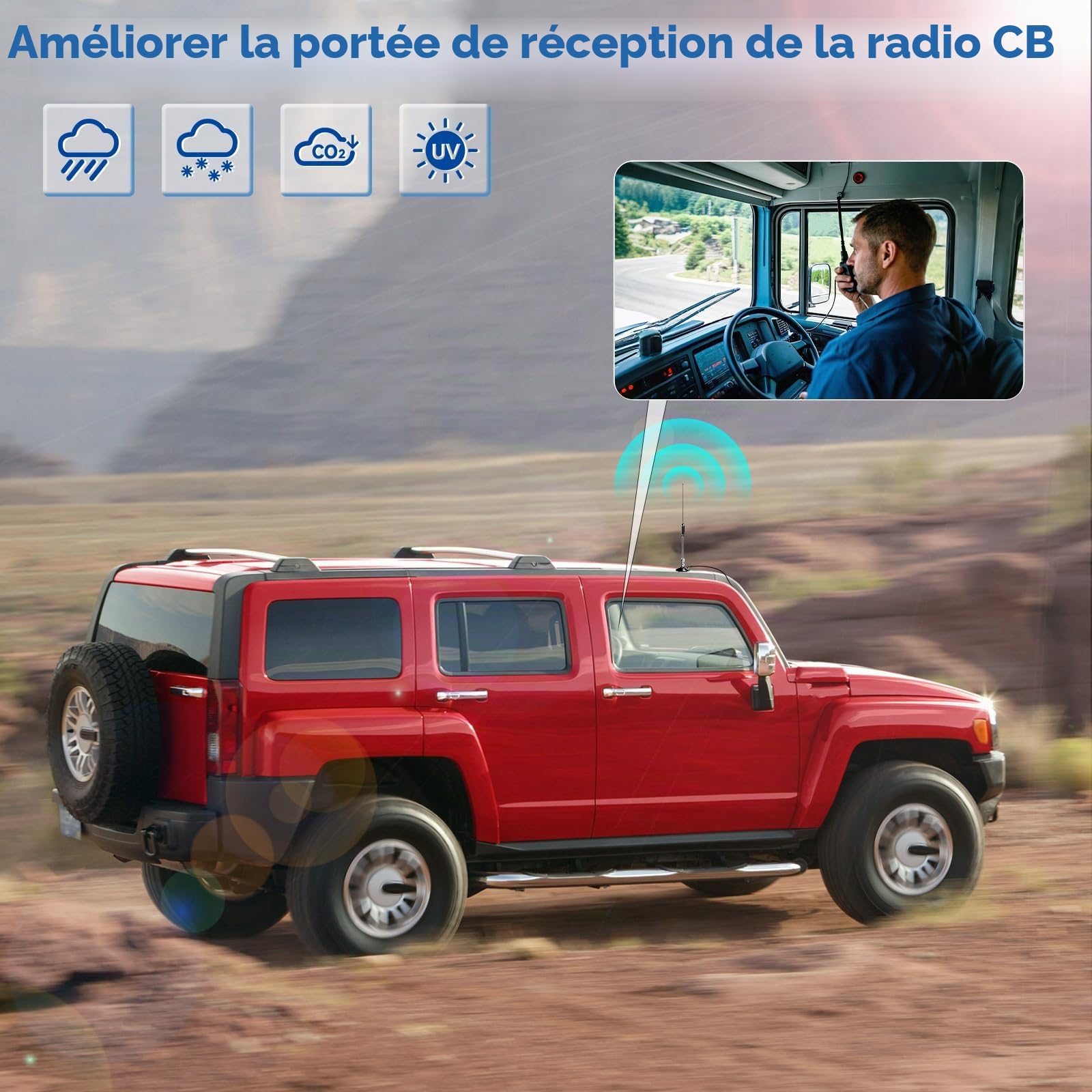 Bingfu Antenne CB Veicolare 27 MHz Flexible Mâle UHF PL259 et BNC 65 cm