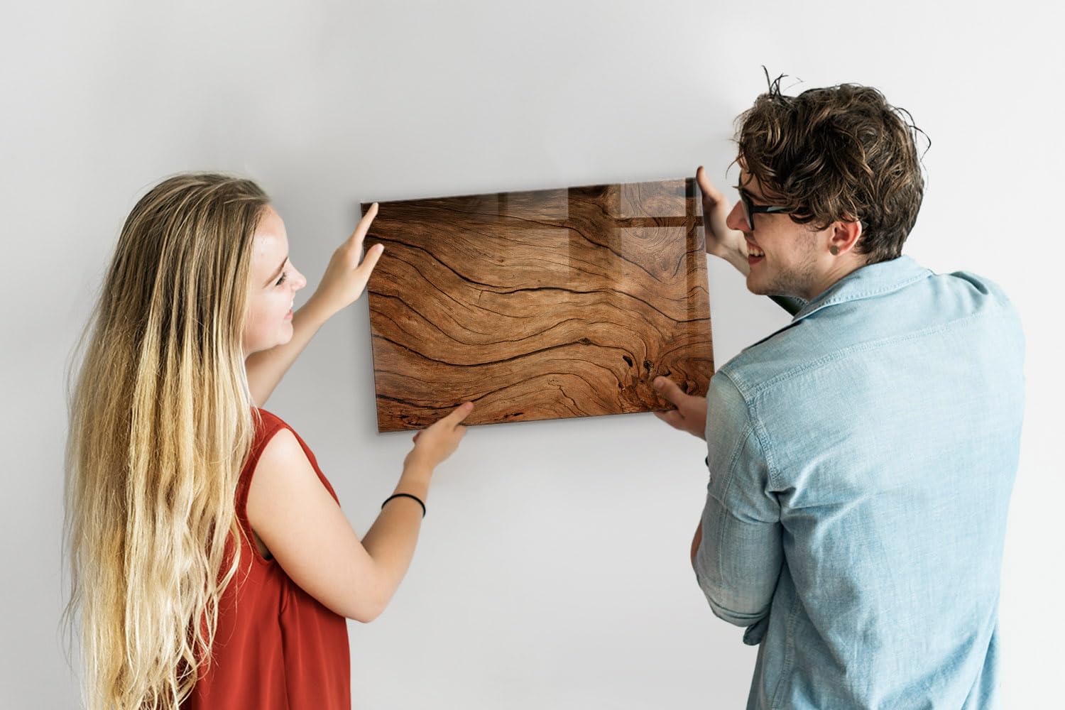 Magnettafel Glas Design | Neodym-Magnete + Marker & Schwamm inklusive | Kratzfeste Schreibfläche | Ideal für Organisation im Büro, Küche & Homeoffice- 60x40 - Altes Holz