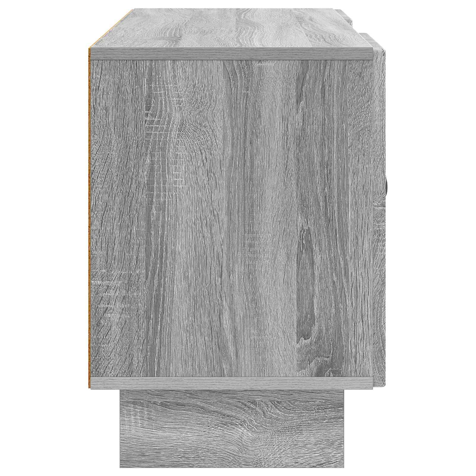 Hothingwell TV-Bank, 102 x 34,5 x 50 cm, Sonoma, Grau, Ingenieurholz | Verstellbare Regale, Türen mit Scharnieren 90 °, Griffe aus Metall, einfache Reinigung mit feuchtem Tuch