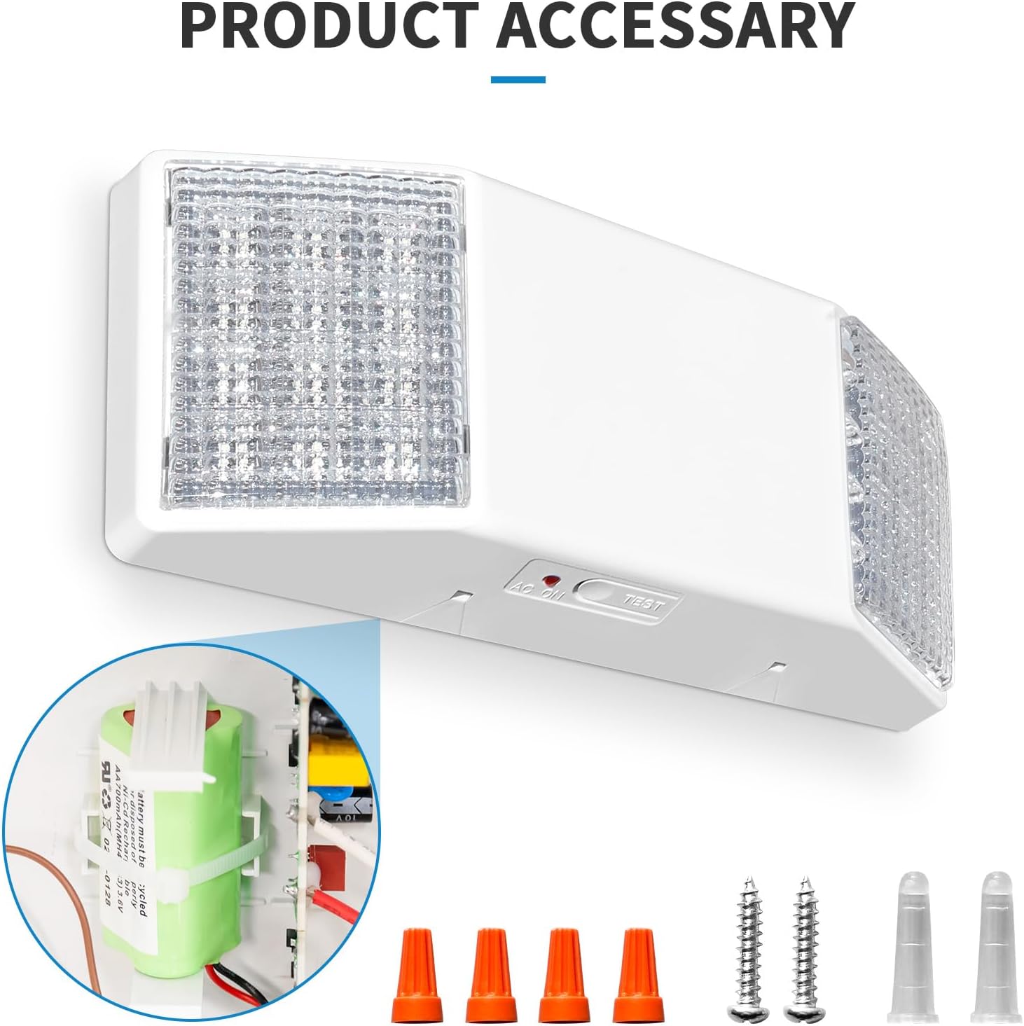 MW Lighting LED Emergency Lights with Battery Backup, Two Square Heads Commercial Emergency Light, UL Listed for Damp Location,AC 120/277V, Hardwired Emergency Lights for Business, 6 Pack