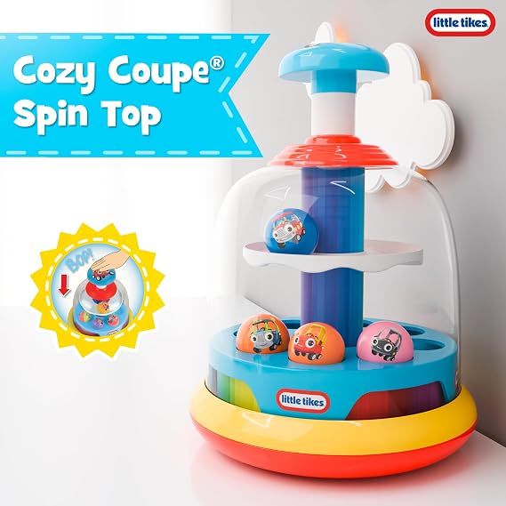 Lollipop - Little Tikes コージークーペスピントップトイ – プッシュアンドスピンボールポッパーベビーおもちゃ、幼児向けの魅力的なポップボールの楽しみ、運動能力と手と目の協調を高めるプッシュトイ
