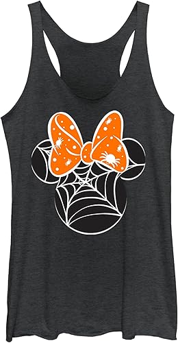 Disney Mickey & Friends Halloween Minnie Spider Web Logo Juniors Tri Blend Tank,