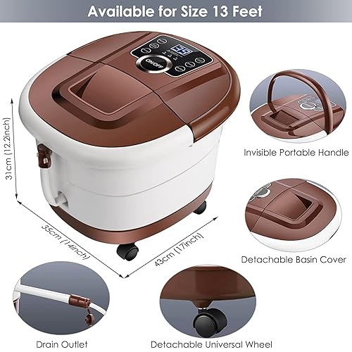 Miniatura 5 de Ovitus Masajeador de baño de pies con calor, control de temperamento, caja de medicamentos, bolas de masaje Shiatsu motorizadas, luz roja y