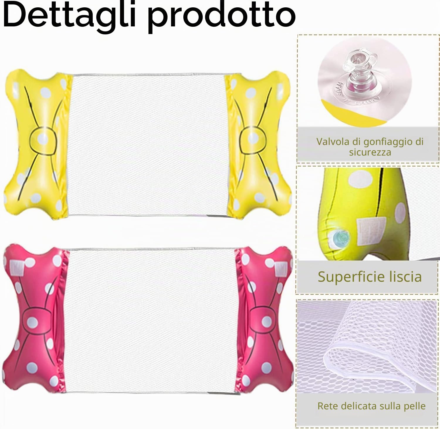 Amaca gonfiabile, per piscina, spiaggia, adulti, bambini (rosso+giallo)