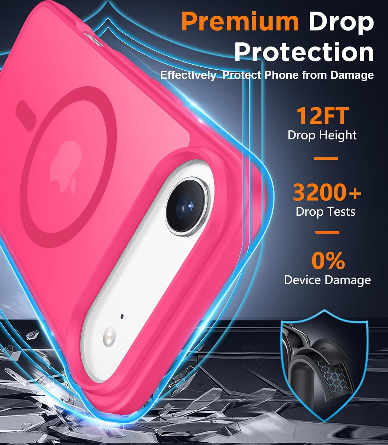 SPIDERCASE for iPhone Air Case, Magnetic Translucent Matte Case with 2PCS Tempered Glass Screen Protector Slim Phone Case for iPhone Air 6.5'', Hot Pink thumbnail