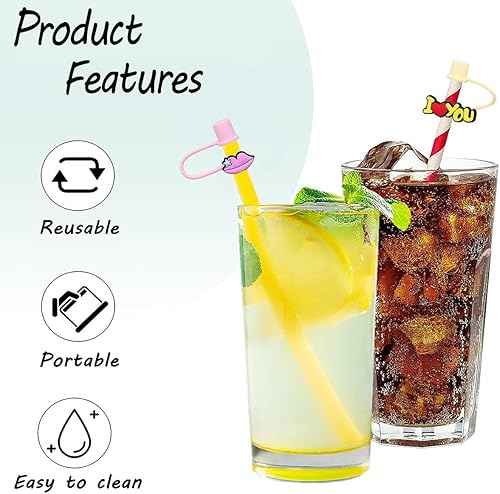 Miniatura 2 de 3 tapas de popote de 0.4 pulgadas  0.394 in para vaso Stanley Cup de 30 y 40 onzas con asa, a prueba de polvo, tapas reutilizables de silicona para