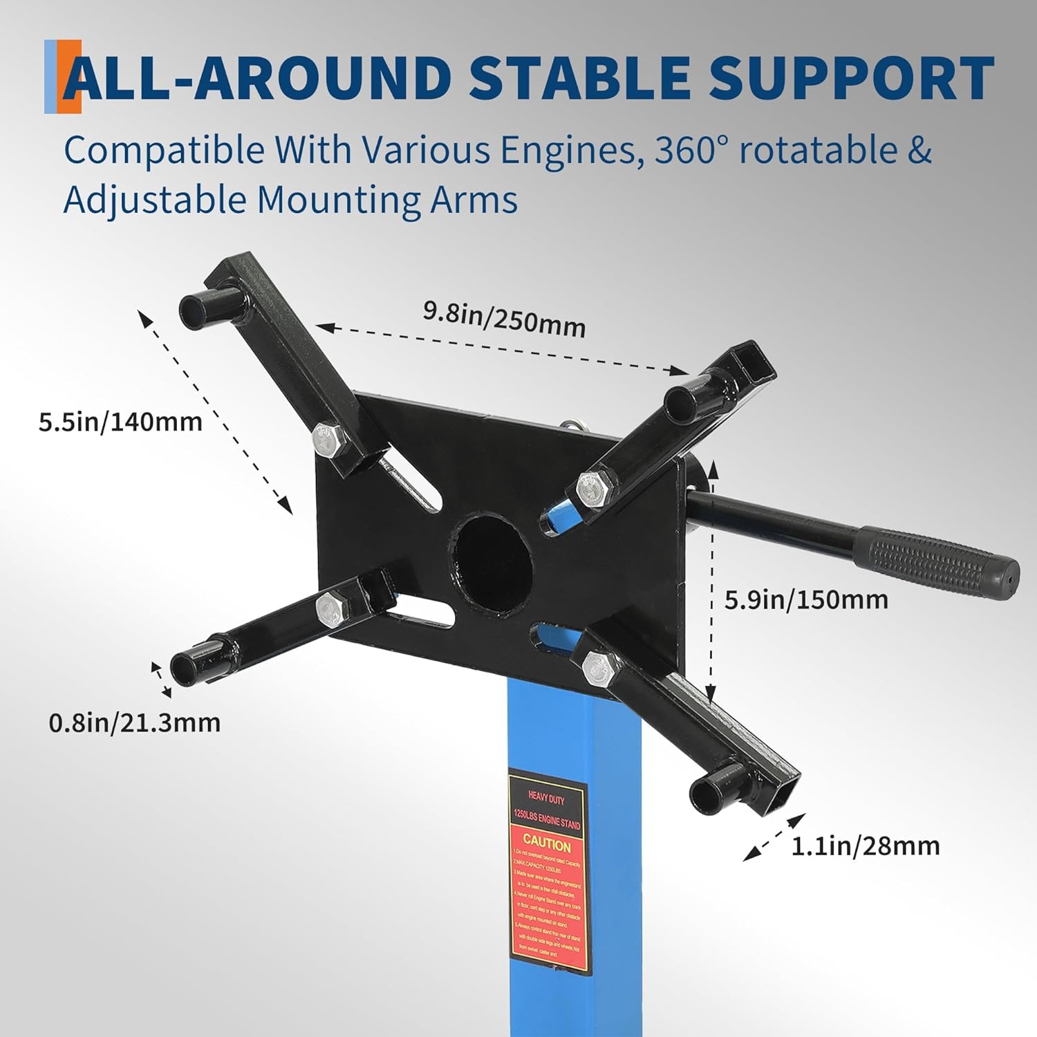 1300 LBS Engine Stand,Heavy Duty Foldable Rotating Engine Stand with 360-Degree Rotating Head,4 -Adjustable Arms & 4-Casters,for Vehicle Maintenance and Auto Repair