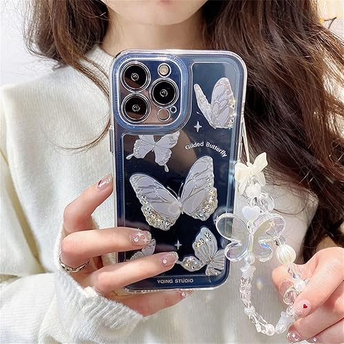 Miniatura 3 de Fycyko Compatible con iPhone 11, bonito diseño de mariposa transparente, diseño estético para mujeres, adolescentes y niñas, con purpurina, bonito