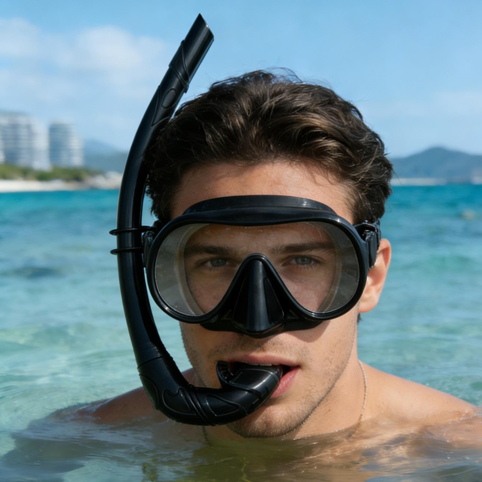 Zestaw do Snorkelingu dla Dorosłych Sprzęt Nurkujący z Panoramicznym | Zestaw z Pojemnikiem i Składaną Rurką z Regulowanym Paskiem Idealny na Wyspy, Plażę I