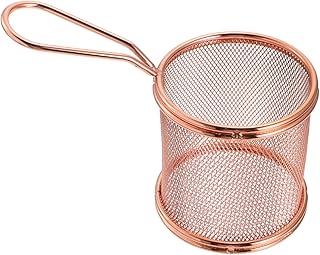 Cesta Freidora De Acero Inoxidable Cesta Para Freír Snacks Malla Fina Resistente Para Hogar Color Rosa Dorado
