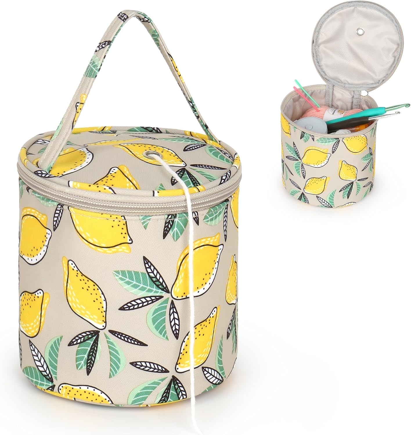 Aeelike Small Portable Knitting Bag, Yarn Bag with Hole for Beginners