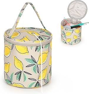 Aeelike Pequeña bolsa de punto para tejer, mini bolsa de almacenamiento para lana, accesorios de ganchillo, agujas de ganchillo, agujas de tejer cortas, 15 x 14 cm, bolsa de lana duradera, color