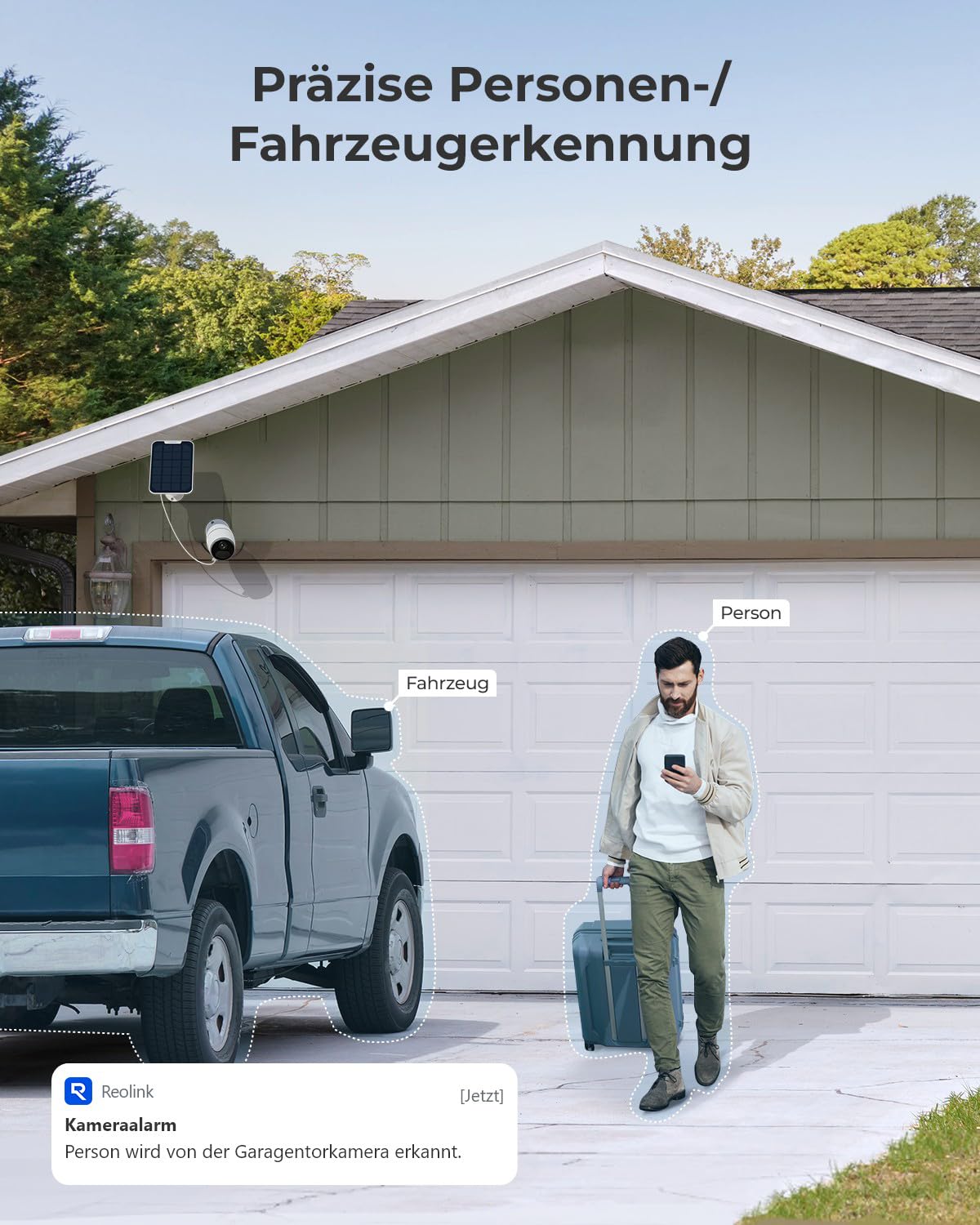 Reolink 3G/4G LTE Überwachungskamera mit SIM-Karte, Personen-/Autoerkennung | 2K 4MP HD Akku Kamera Aussen Ohne WLAN, Videoüberwachung, Kompatibel mit Alexa/Google, 2-Wege-Audio, Go Plus mit Solarpanel
