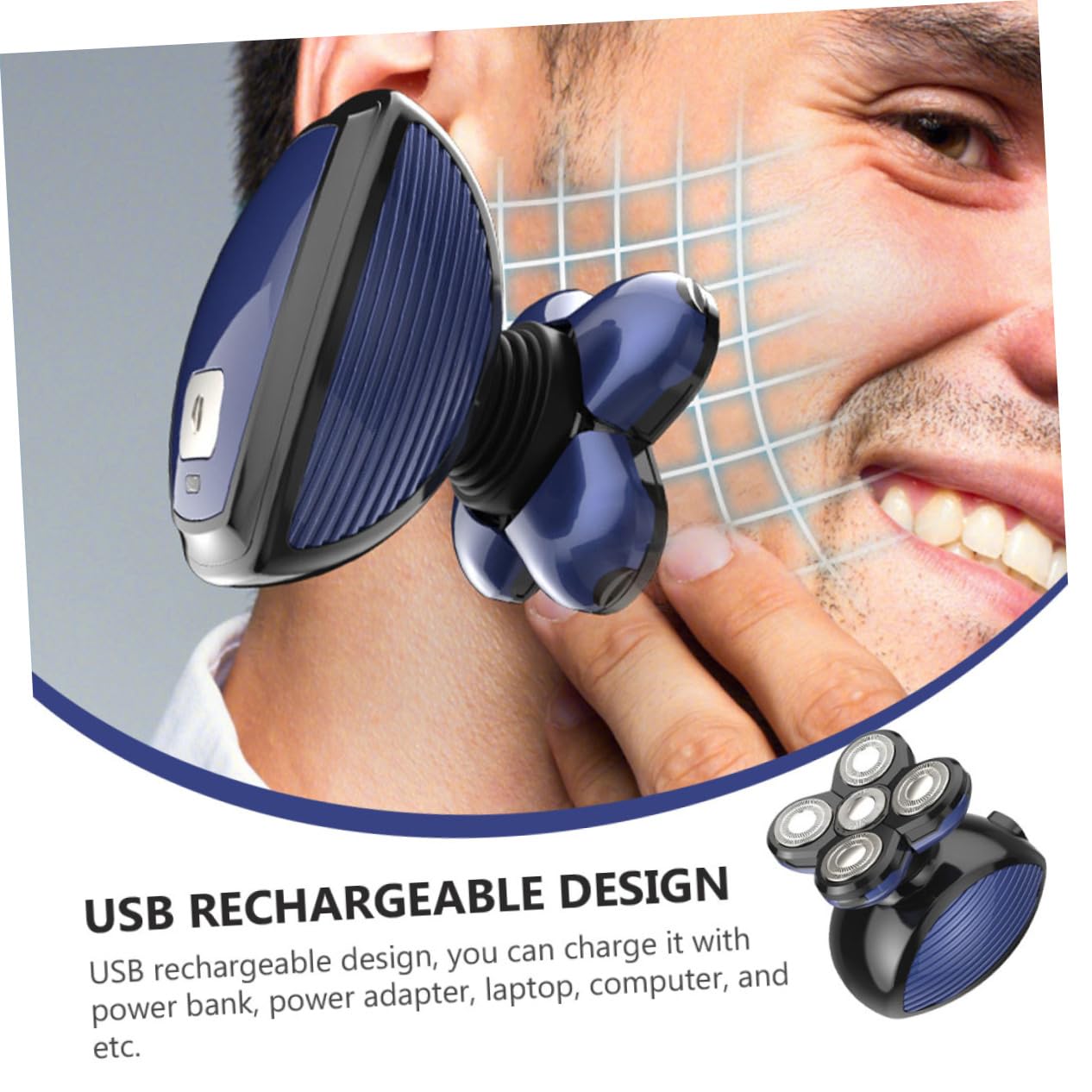 Maquinilla de Afeitar Eléctrica USB Recargable Azul Abs