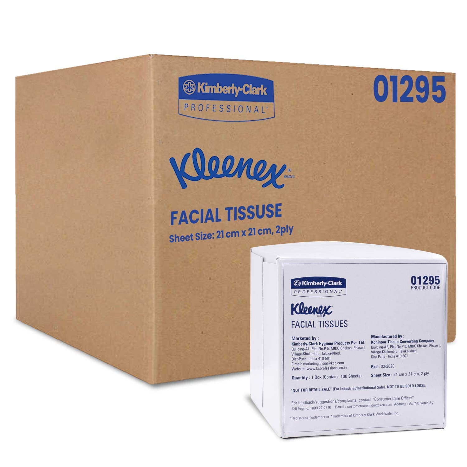 2 ply Facial Tissue Cube Box, 60 Packs, 100 Pulls/Pack (Total 6,000 Sheets) (01295)
