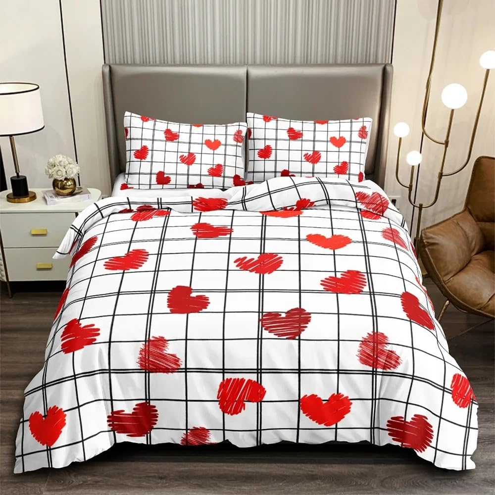 Housse de couette cœur rouge 140x200 pour relooker une chambre d'ado branchée
