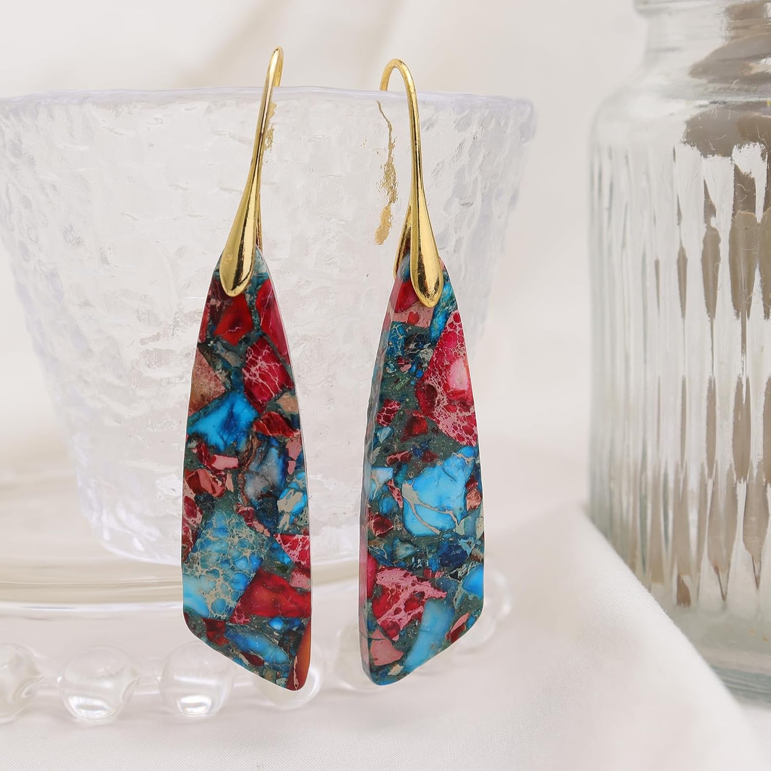 Natural Stone Dangle Drop Earrings for Women, Boho Healing Stone Lightweight Earing Prom Jewelry Gift. - Image 7