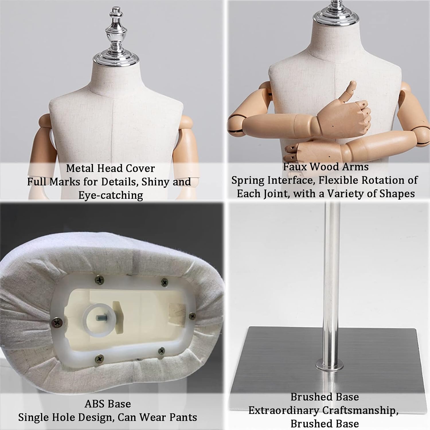 Kinder-Schaufensterpuppe, Torso, Körper, Fotografie, Bekleidungsgeschäft, Display, Schneiderpuppe im halben Maßstab, mit Metallsockel, zum Nähen, Schneidern, Schmuck, Gold, 8 Jahre alt (Silber, 6 Jah