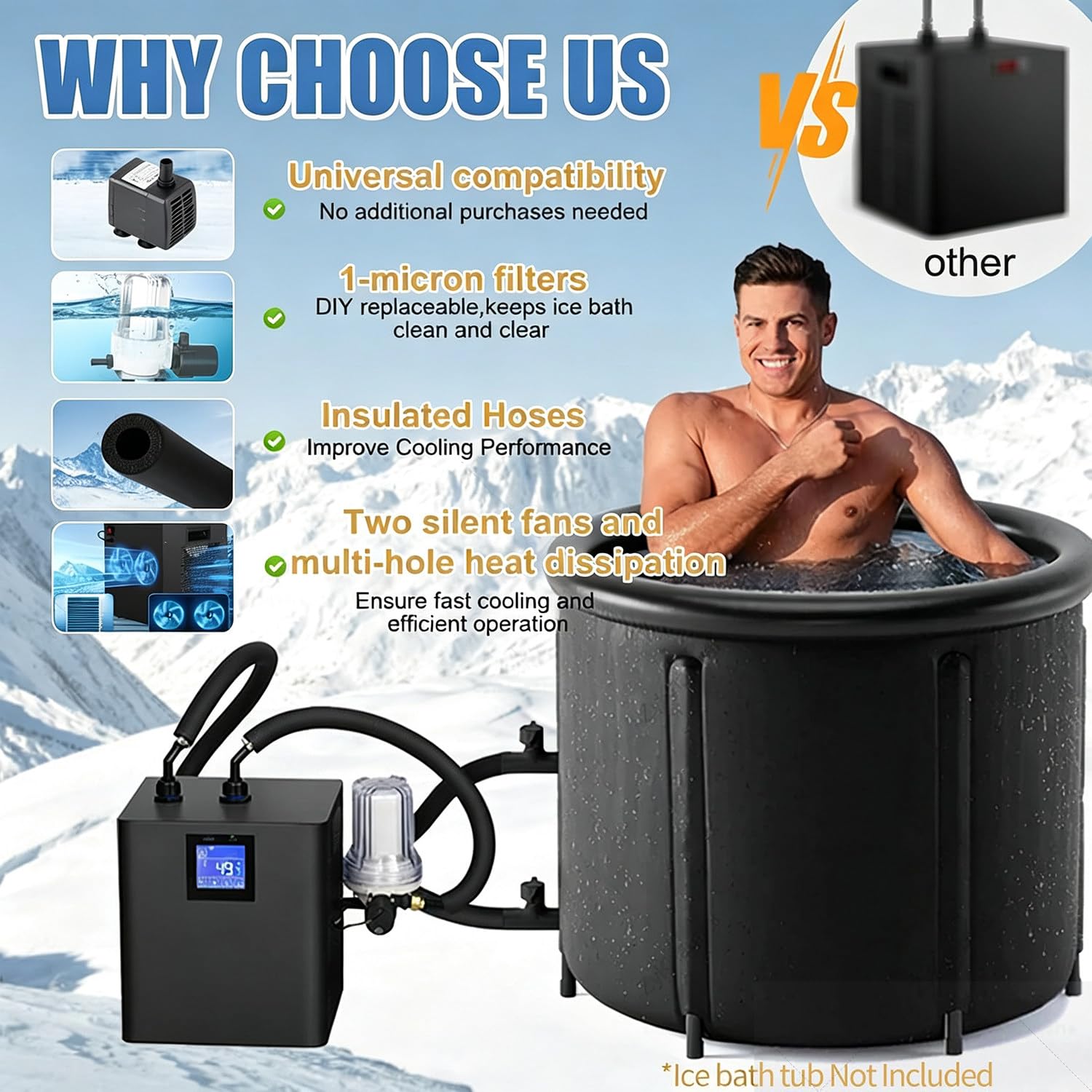 Refrigeratore per Vasca di Ghiaccio Migliorato 1/3 HP