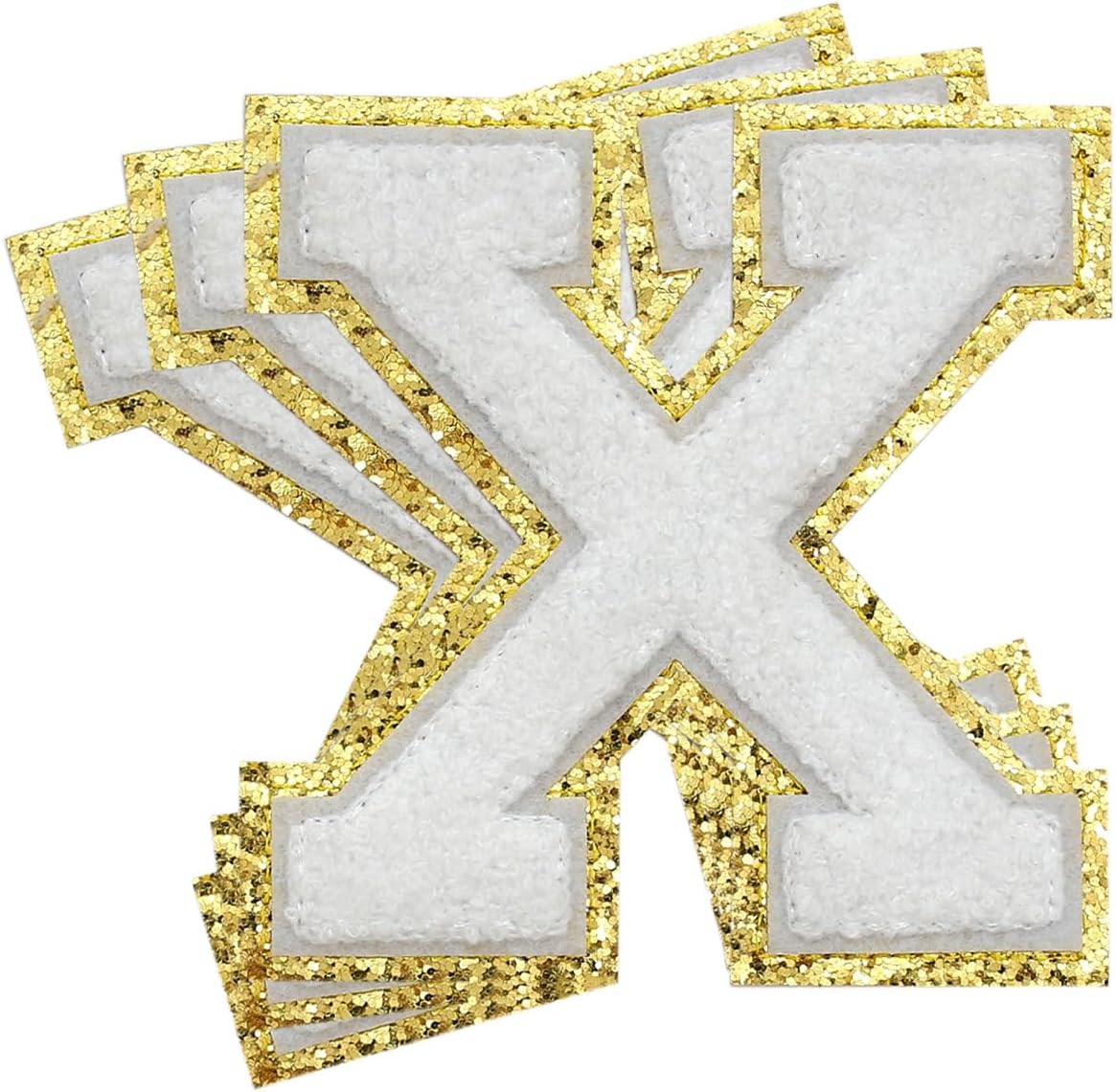 3Pcs Chenille Letter Patches Iron on Patches Varsity Letter Patches Chenille Embroidered Patch Sew On Patches for Clothing Hat Bags Jackets Shirt (White, C)