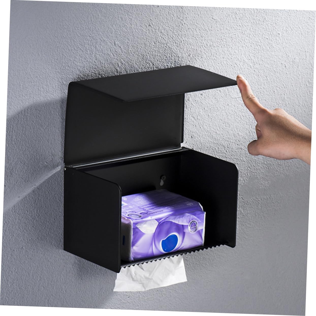LIFKOME Edelstahl Schwarzer Tissue Box Halter mit Wandmontage Löchern Vielseitiger Toilettenpapierhalter für Haushalt und Hotel Badezimmer