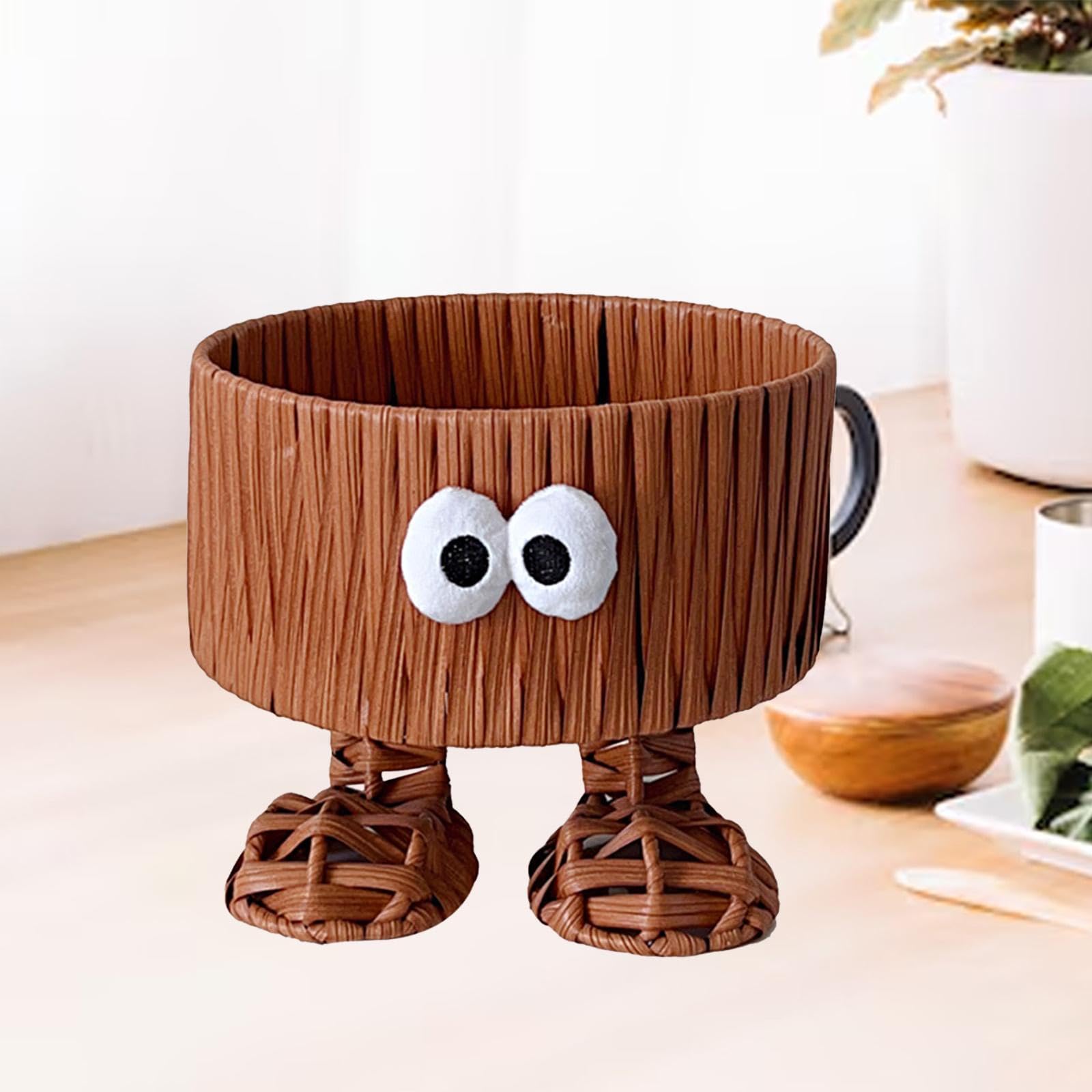 Storage Basket Imitation Rattan Decorative Storage Organizer Snacks Pastry Display Basket for Restaurant Counter Coffee Table, B