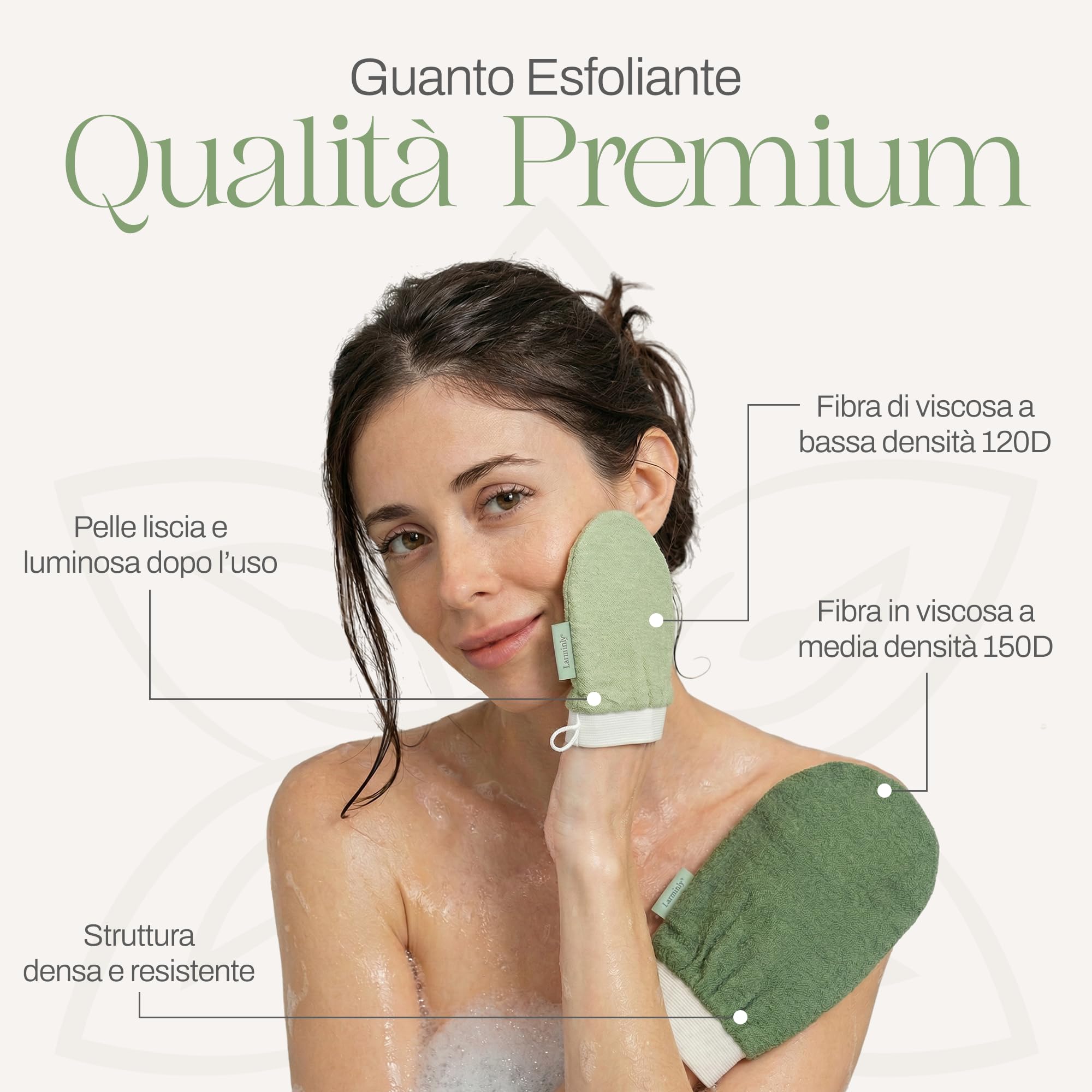 Guanto Kessa Delicato 150D Esfoliante Corpo 100% Viscosa Origine Naturale Hammam Scrub Pelle Sensibile Confezione Elegante