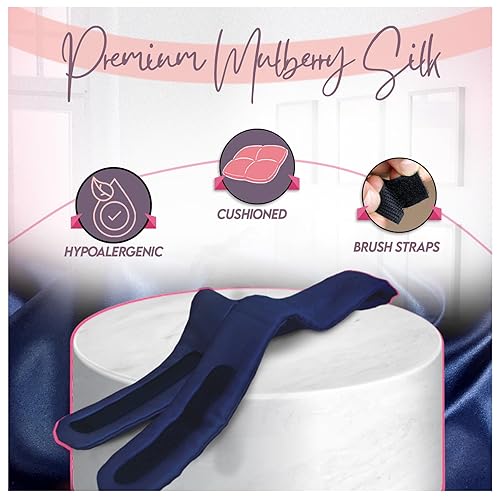 Miniatura 4 de Celestial Silk Diadema de spa 100% seda de morera ajustable para mujeres, uso para lavar la cara, cuidado de la piel, maquillaje - Banda de belleza