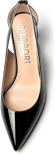 Vista 3 de MERRORI Zapatos de tacón medio con punta puntiaguda para mujer, sin cordones, de 2.5 pulgadas