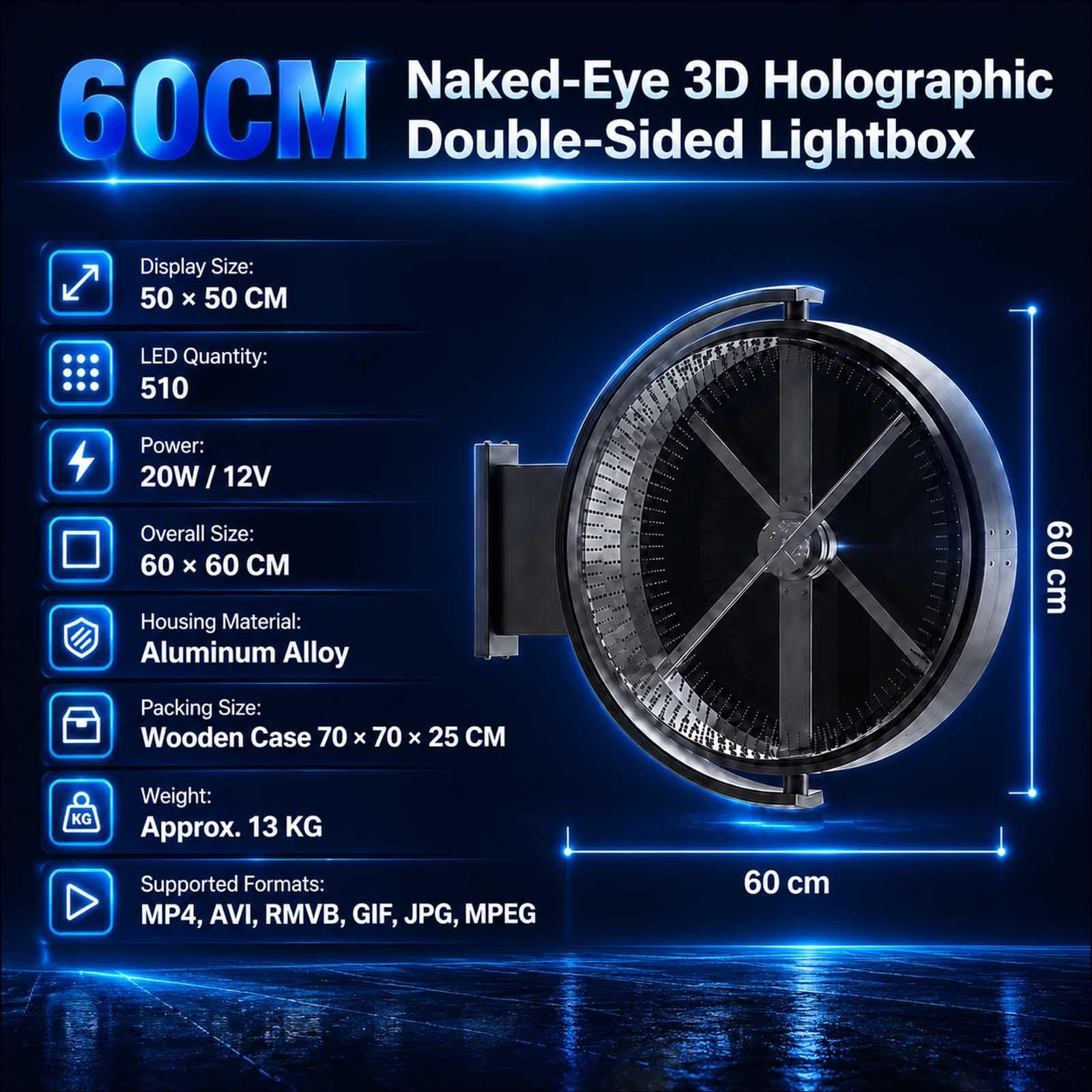 3D-Hologramm-Lüfter Für Einzelhandel, Restaurants, Bars Und Events 60CM