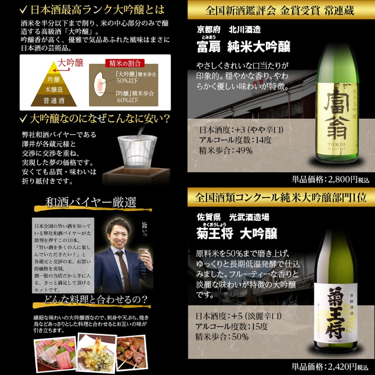 Amazon.co.jp: 日本酒 飲み比べセット 全国10蔵 大吟醸 720ml×10本