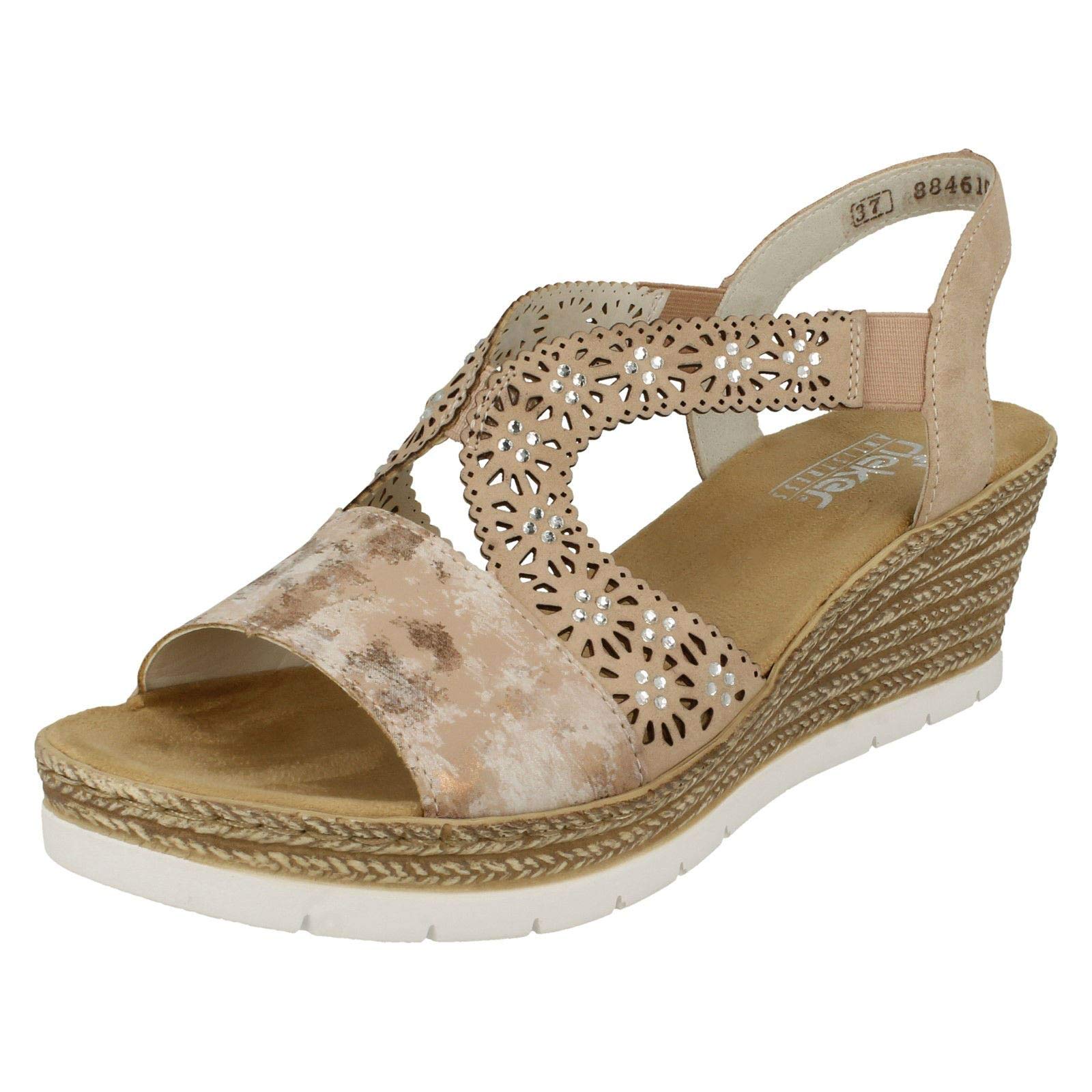 Rieker Femme Sandales 61916, Dame Sandales à Plateforme