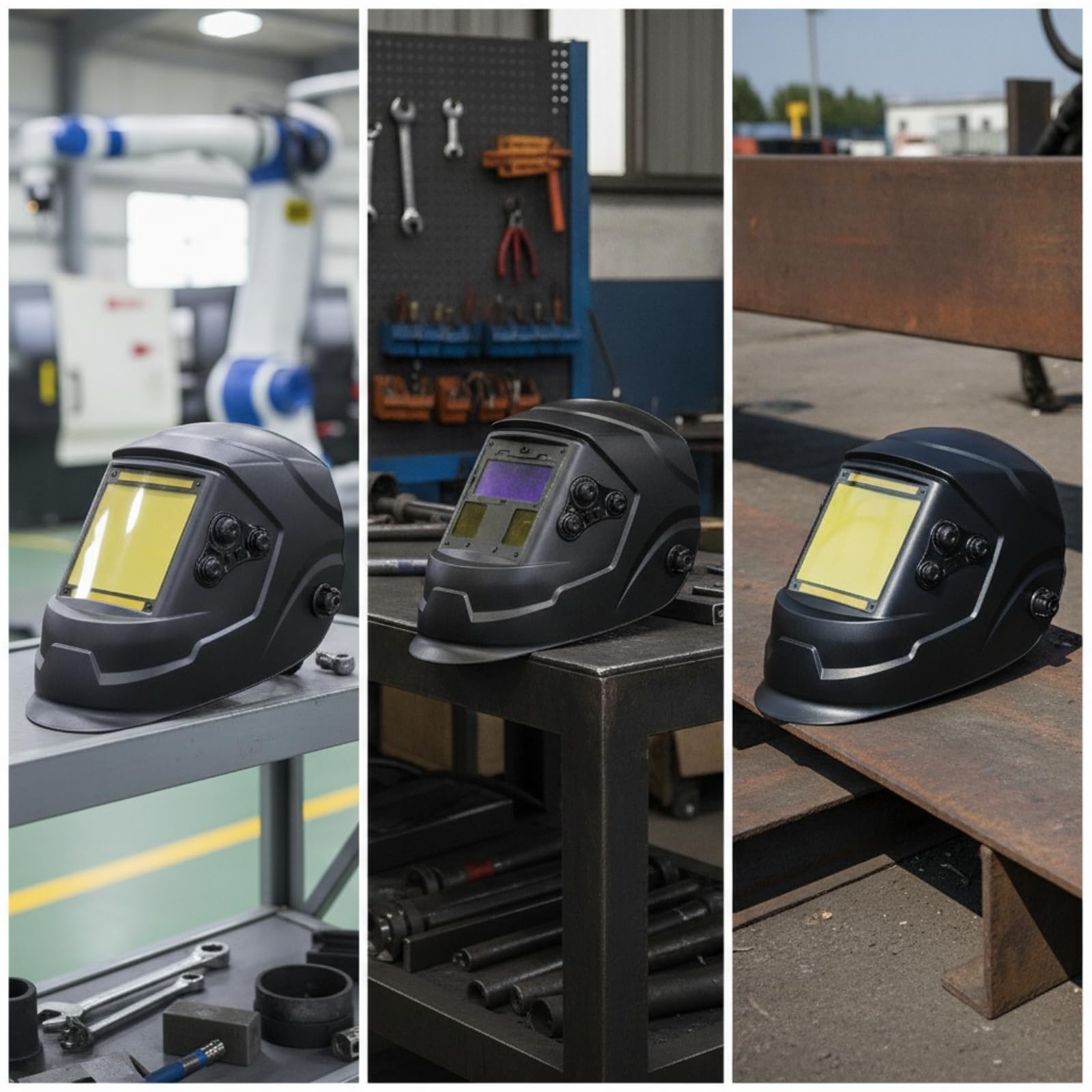 Casco Soldadura con 4 Sensores Autooscureciente Casco Soldadura con Oscurecimiento Automático Solar para Herreros