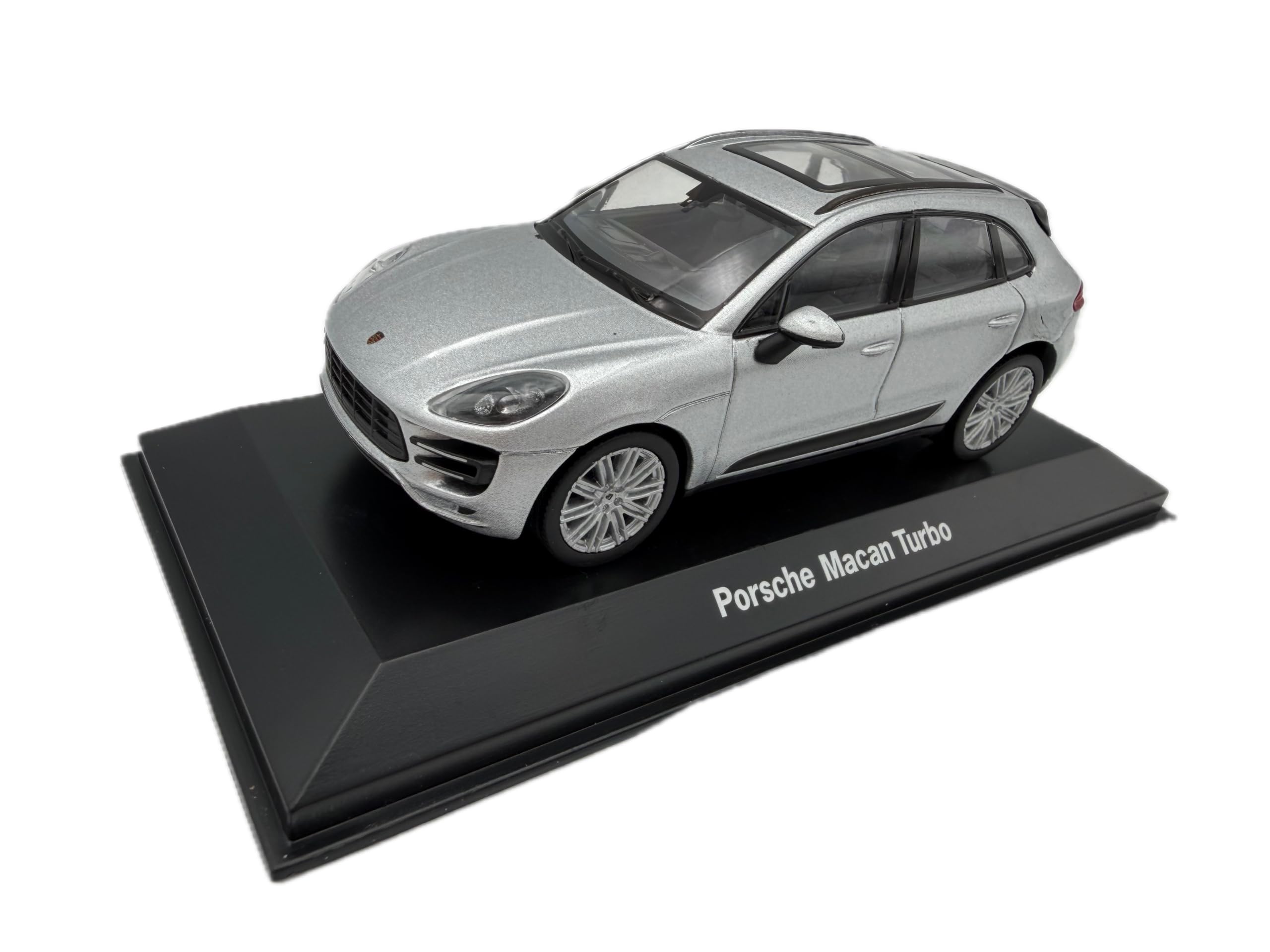 Porsche Macan Turbo Rhodium Modellauto 1:43, Silber - Detailgetreues Sammlermodell I GT Marketing I Miniatur Fahrzeug (Museum Edition)