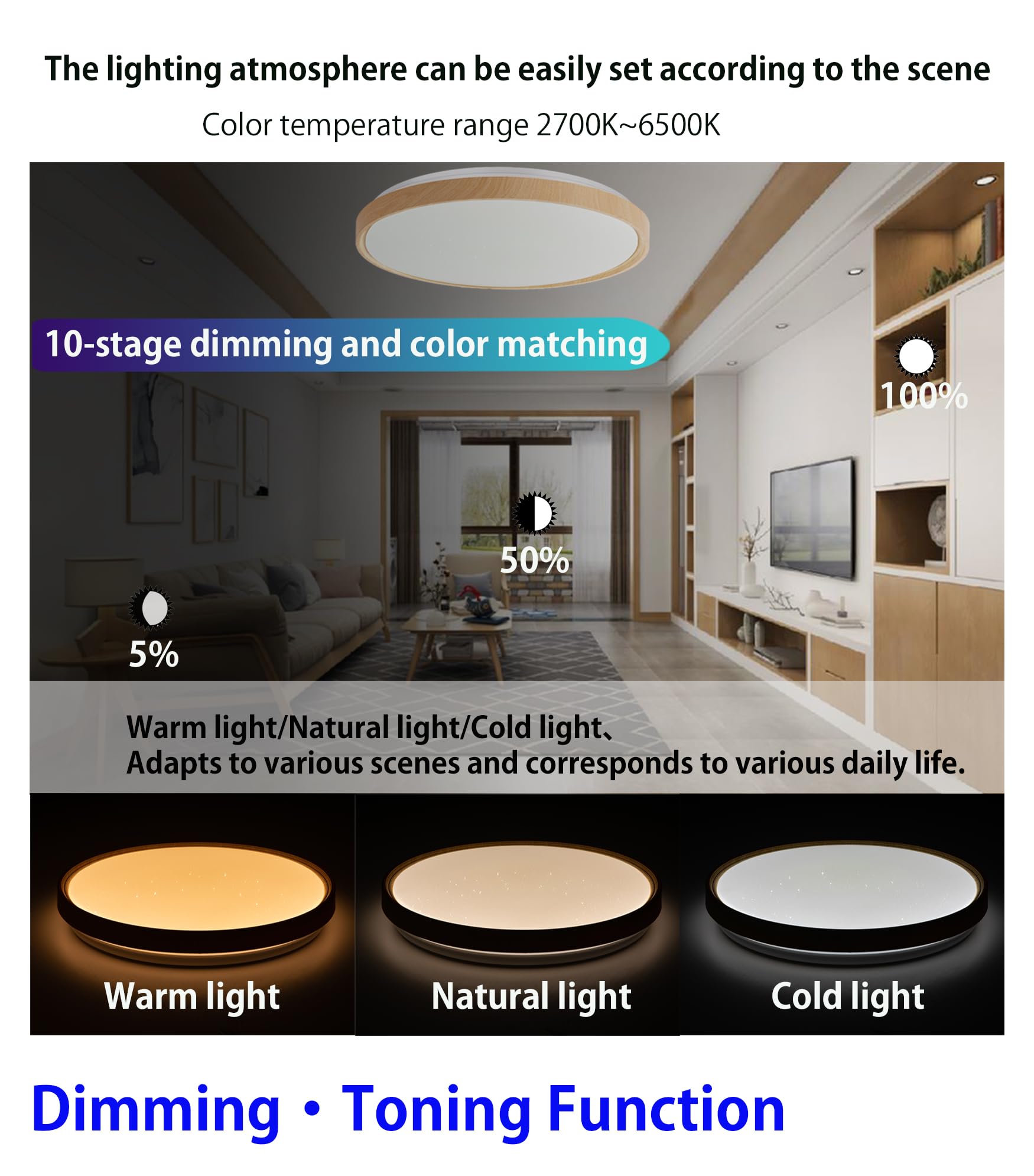 40CM MW LED-Musikdeckenleuchte, Lampenschirm in Holzmaserungsoptik, kompatibel mit Alexa, integrierter Bluetooth-Lautsprecher, RGB-Lichteffekt, dimmbar, mit Fernbedienung