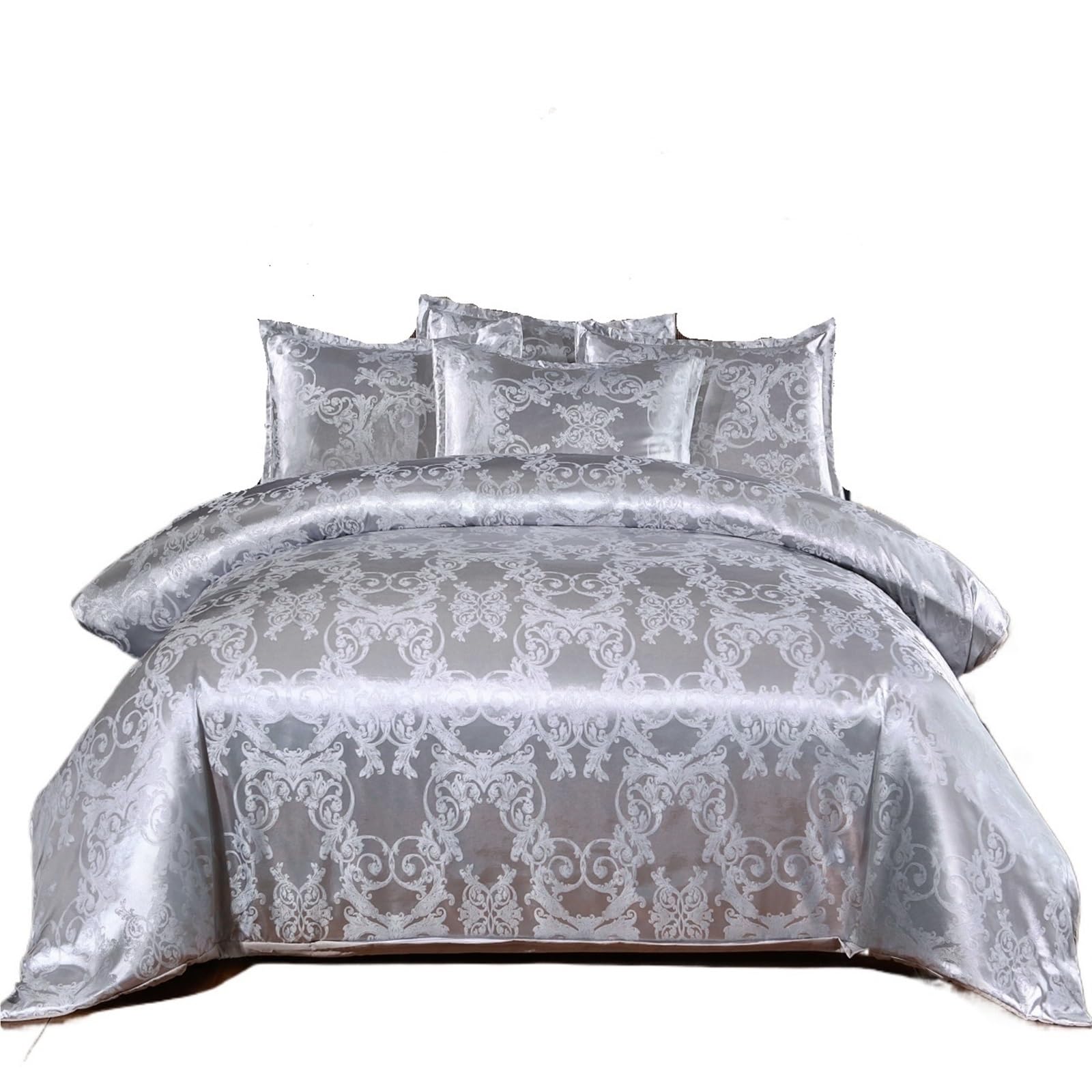 Housse de couette en satin jacquard floral ensemble lit pour chambre parentale cocooning 203x229cm