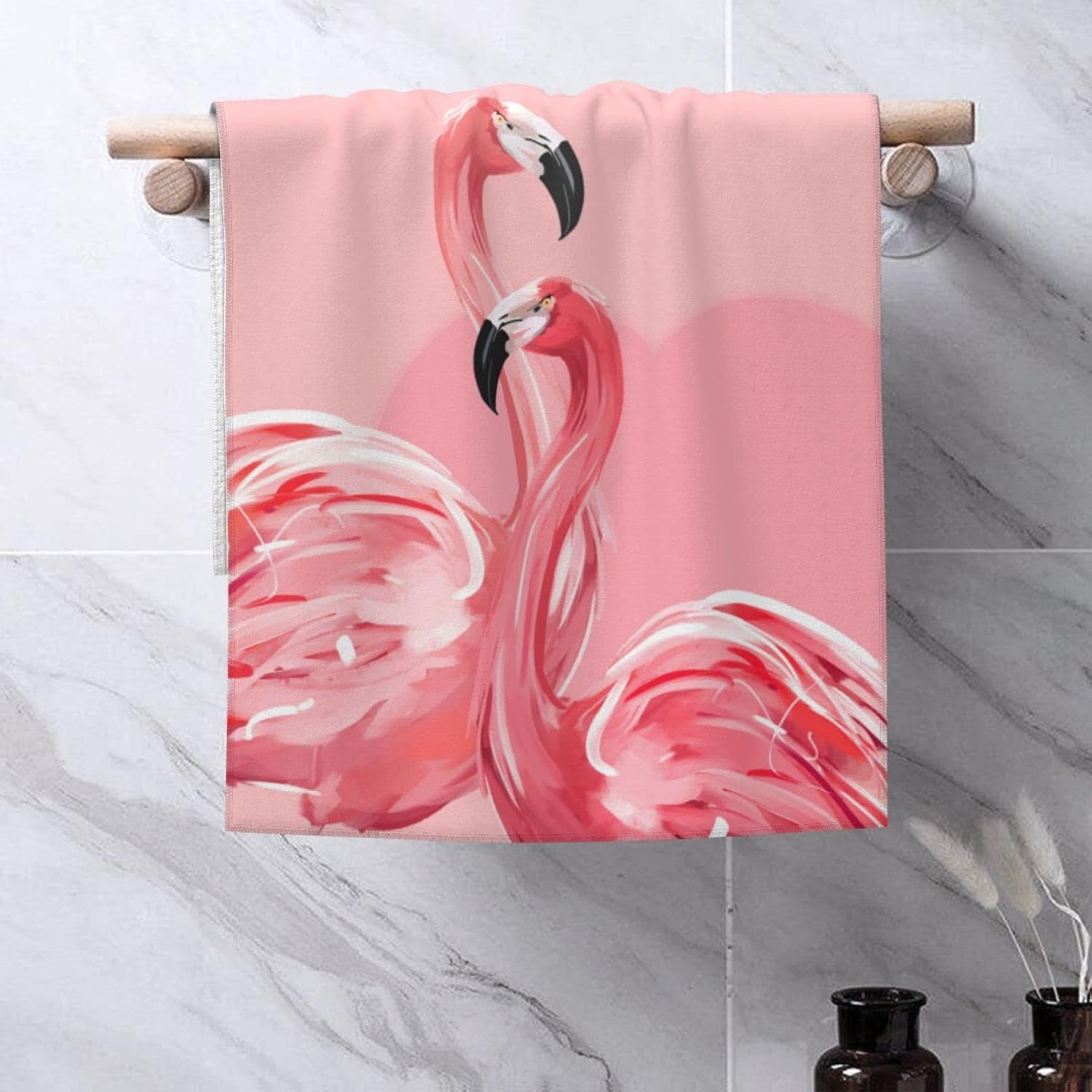 Flamingo Highly Absorbent Decorative Hand Towel Multipurpose for Bathroom Hotel Gym Spa Soft Cotton Fingertip Towels
