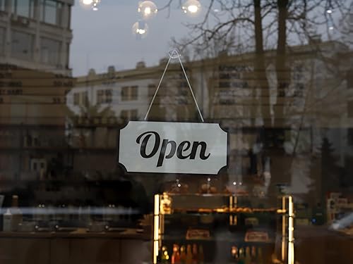 Miniatura 4 de Letrero abierto de madera de doble cara para negocios, 12 x 6 pulgadas, letrero abierto y cerrado para ventana o puerta, panel de madera de estilo
