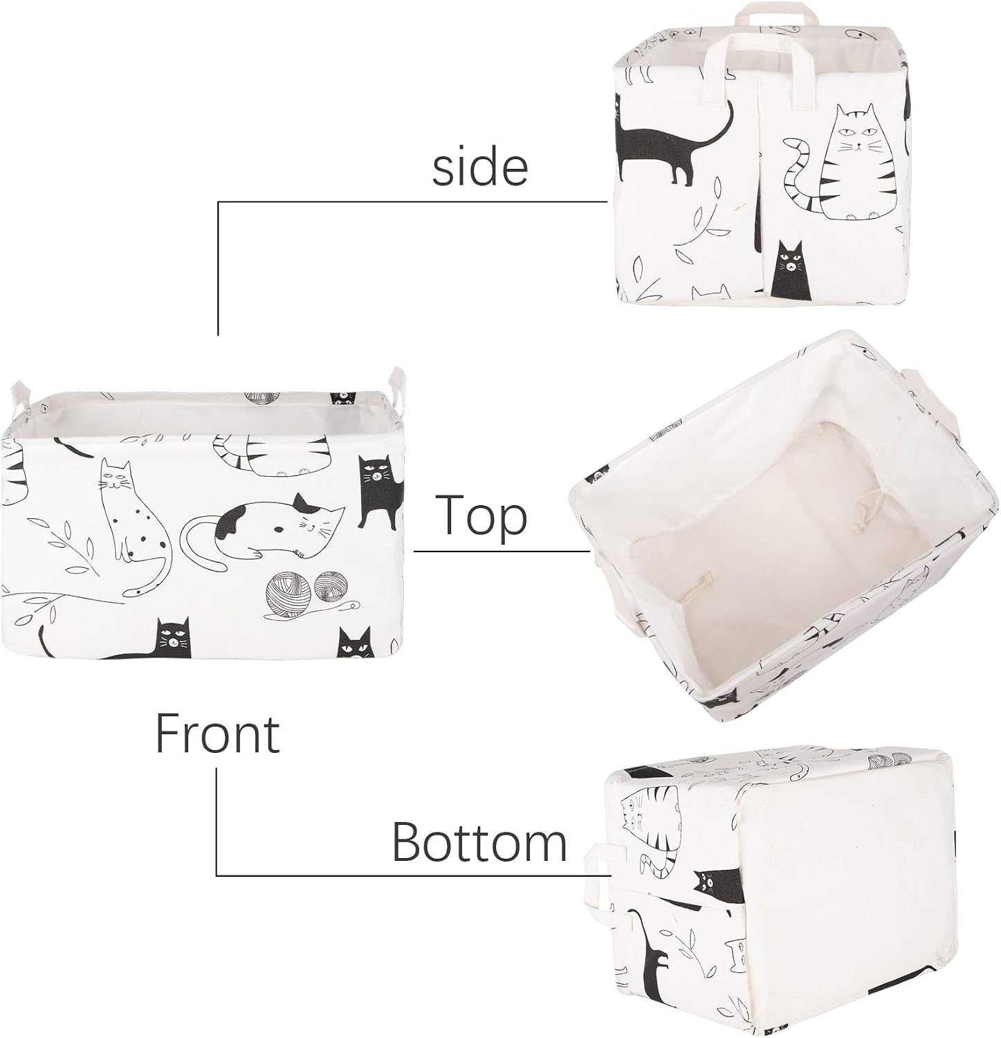 LessMo 2 Pack Large Capacity Storage Basket, Foldable Shelf Basket Organizer with Handles, Drawstring Closure, Waterproof, Dustproof, for Quilts, Clothes, Blankets, Laundry Rooms (Cats)