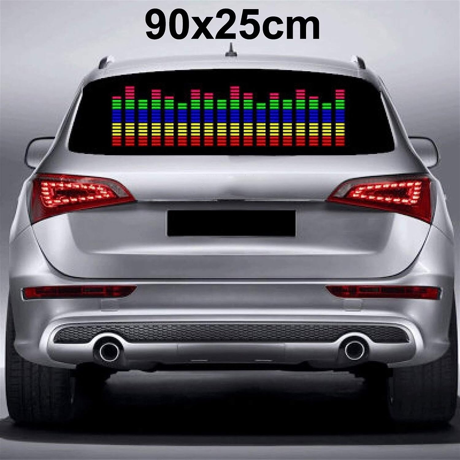 Naklejka lampy ze szkła samochodowego Car Music Rhythm Lights Światła LED, okno samochodu Music Ambient Lights, Light Sheet, do wszystkich samochodów, 90x25cm