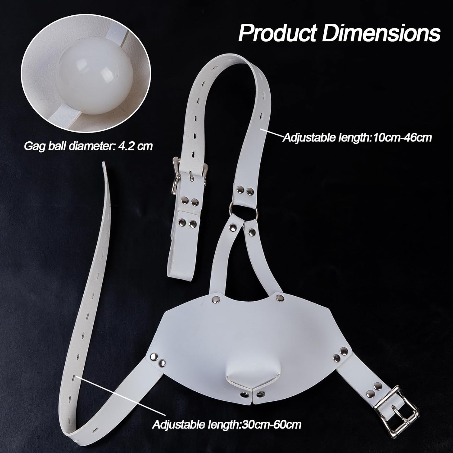 Erotic Leather Head Harness Ball Gag, Silicone Ball Gag, Panel Mouth Gags & Muzzles Harness, SM Mouth Gags Sex Toys