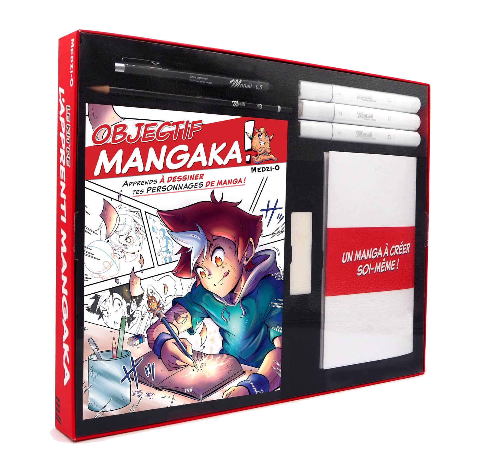 Kit de l'apprenti mangaka - Un manga à créer soi-même (coffret): Apprends à dessiner tes personnages de manga !