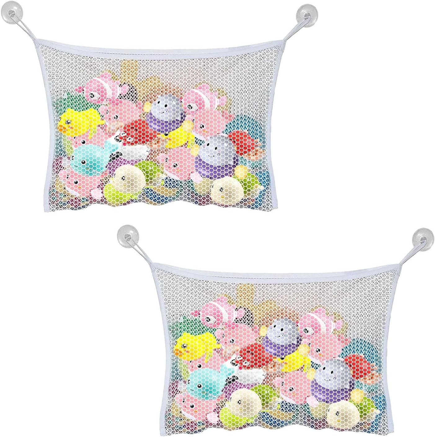 2 Pcs Bath Toy Storage Mesh Net Bag With Strong Suction Cups for Baby ...